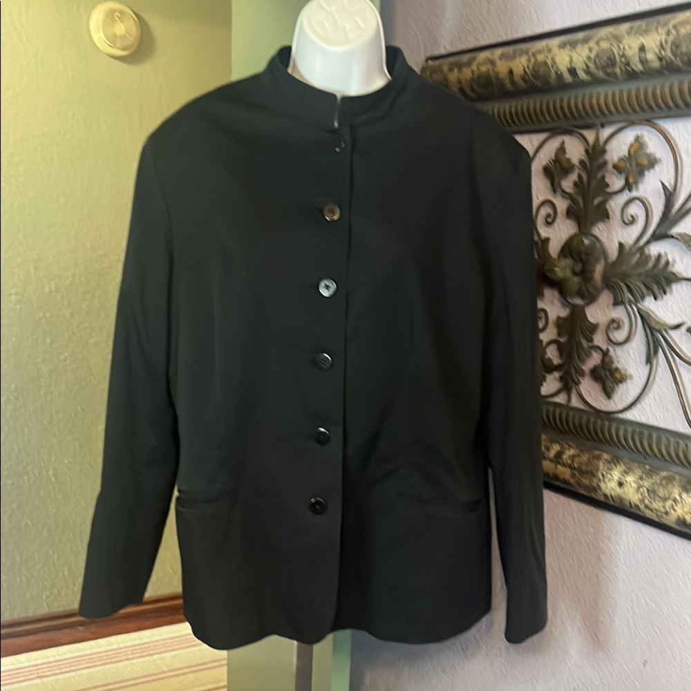 EUC Ralph Lauren Black Jacket/Blazer Fitted lined button up  with lining Sz 20 W